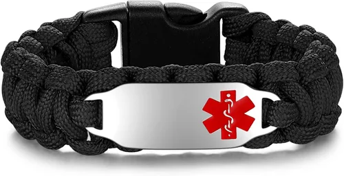 Vista 21 de Pulseras de identificación médica para mujeres y hombres personalizadas, pulseras de alerta médica con grabado personalizado gratuito para mujeres