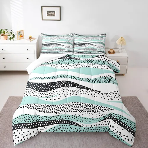 Vista 32 de Erosebridal Juego de ropa de cama abstracta con diseño de olas marinas tamaño Queen, juego de edredón y juegos de ropa de cama con temática de playa
