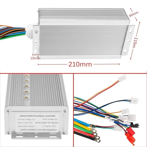 Vista 5 de Motor sin escobillas CC 3000W 72V Motor eléctrico de alta potencia Controlador sin escobillas 50A Motor de scooter Go Kart Kit de motor eléctrico