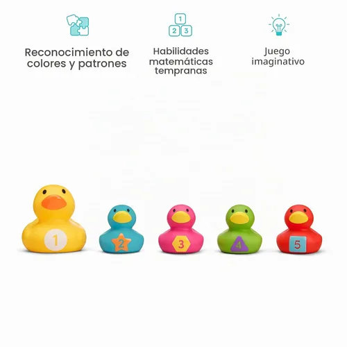 Vista 4 de Munchkin Count & Quack Duckies - Juguetes de baño para niños pequeños y bebés, pato y patitos herméticos, niños de 9 meses o más, ayuda a enseñar
