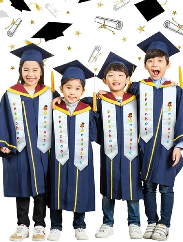 Vista 6 de Geyoga Bufandas de estola de graduación preescolar para niños y niñas 2025 para jardín de infantes, unisex, estampada, estola de graduación