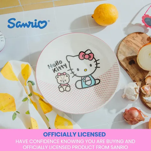 Vista 7 de Silver Buffalo Sanrio Hello Kitty Pink Dots - Cuenco grande de cerámica de 9 pulgadas para servir pasta, ensalada, cereales
