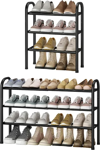 Vista 7 de STO STO Organizador de zapatos expandible, zapatero de metal de 1 nivel para armario, hasta 8 pares de almacenamiento ajustable para entrada
