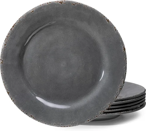 Vista 8 de Plato de Postre de Melamina, Platos Pequeños para Cena de 6 Pulgadas, Juego de 8, Platos Vintage para Aperitivos Platos para Servir, Platos Pequeños
