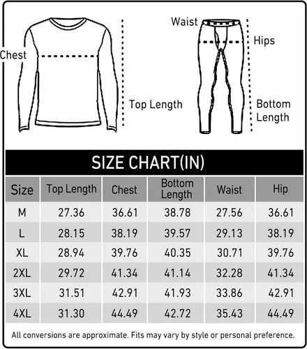 Vista 4 de YRW Ropa interior térmica para hombre con forro polar largo conjunto de capa base para clima frío M-4XL