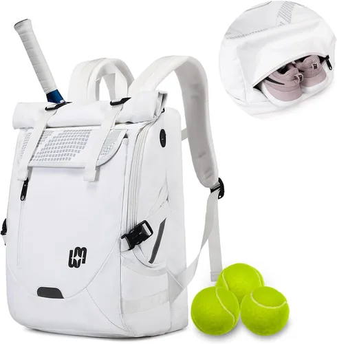 Vista 9 de UMGG - Mochila de tenis para mujeres y hombres con capacidad para 2 raquetas con compartimento para zapatos, mochila grande de pickleball