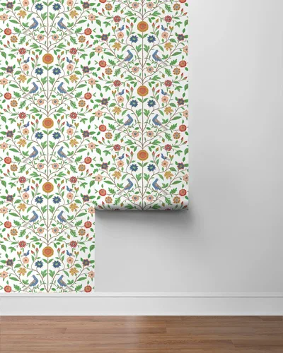 Vista 7 de NextWall Papel tapiz para despegar y pegar de pájaro (blanco)