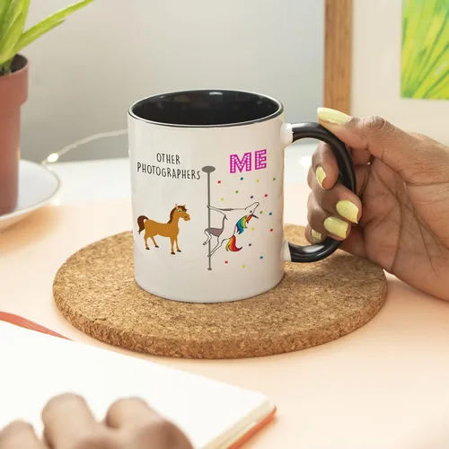 Vista 5 de YouNique Designs Taza para fotógrafos, 11 onzas, color blanco, taza de unicornio, regalos de fotografía para fotógrafos, regalos para amantes
