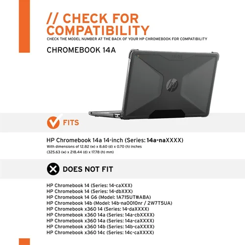 Vista 3 de URBAN ARMOR GEAR UAG - Funda protectora para laptop HP Chromebook 14A (pantalla de 14 pulgadas) (solo compatible con la serie: 14a-naXXXX) Funda