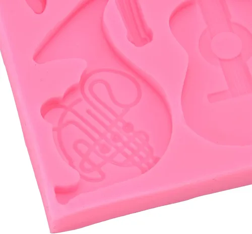 Vista 6 de Molde de silicona, forma de guitarra de bricolaje, decoración de pastel de fondant de chocolate, para el hogar, panadería, cocina