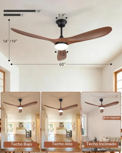 Vista 7 de Sofucor Ventiladores de techo inteligentes de 60 pulgadas con luces, ventilador de techo inteligente moderno para exteriores
