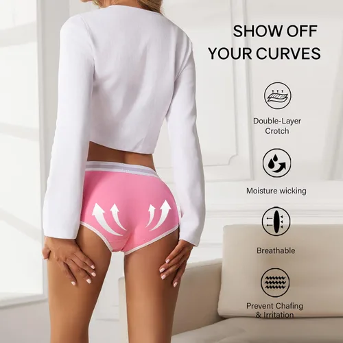 Vista 4 de BAJAOEY Ropa interior de algodón para mujer, suave y transpirable, de corte alto, bragas de bikini atrevidas para mujer, 5 pares, S-XL