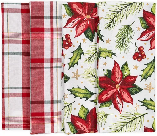 Vista 2 de MyPillow Paquete de 4 paños de cocina Poinsettia Poinsetia
