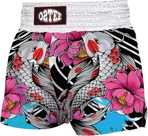 Vista 7 de O2TEE Muay Thai Pantalones cortos de boxeo MMA Kickboxing Estilos Tradicionales Pantalones Cortos Nation Bop