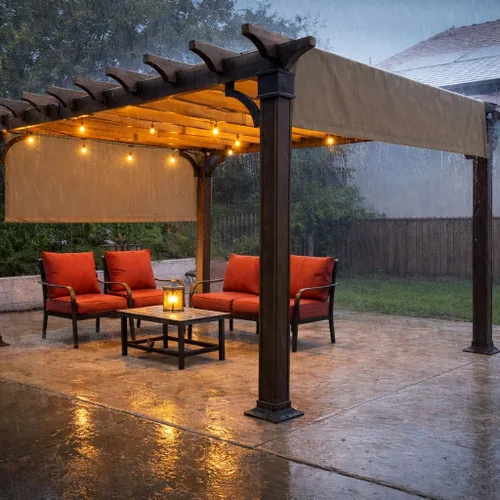 Vista 16 de Alion Home Toldo de repuesto universal impermeable con bolsillo para cortinero para pérgola (12 x 6.5 pies, gris)