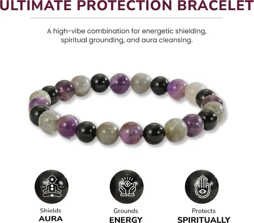 Vista 72 de Crystal Vibe Pulseras de cuentas de 0.315 in para mujeres y hombres, pulseras de cristal con piedras preciosas naturales, tamaño elástico ajustable