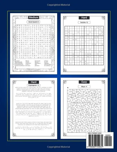 Vista 2 de Brain Games & Relaxing Activity Book For Teens & Adults 100 Large Print Stress Relief Puzzles Including Word Searches, Sudokus, Mazes, Crosswords