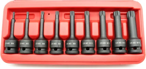 Vista 2 de TMAX 9 pc Spline 12 punto 3 pulgadas largo negro impacto Bit Socket Set 1/2 pulgada Square Drive Auto reparación herramienta
