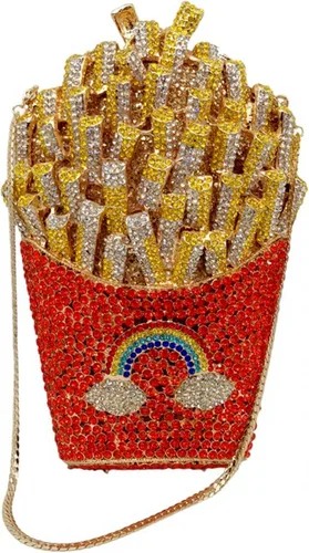 Vista 2 de DEBIMY Papas fritas con diamantes de imitación para mujer bolso de cristal brillante bolso de noche para boda fiesta
