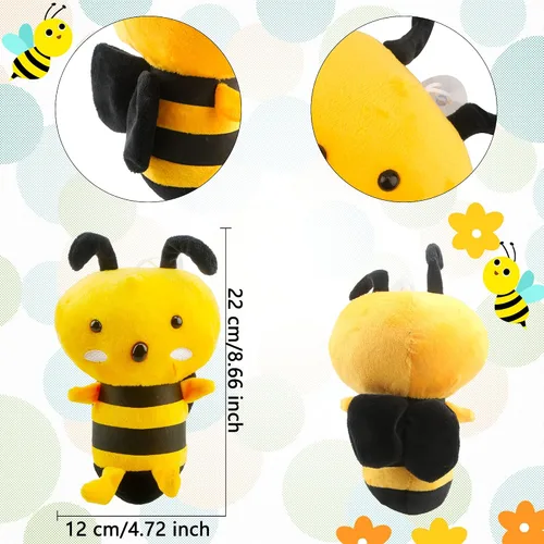 Vista 2 de Paquete de 8 juguetes de peluche de abeja de 8 pulgadas, lindos abejorros de peluche realista suave para baby shower, tema de animales, Navidad