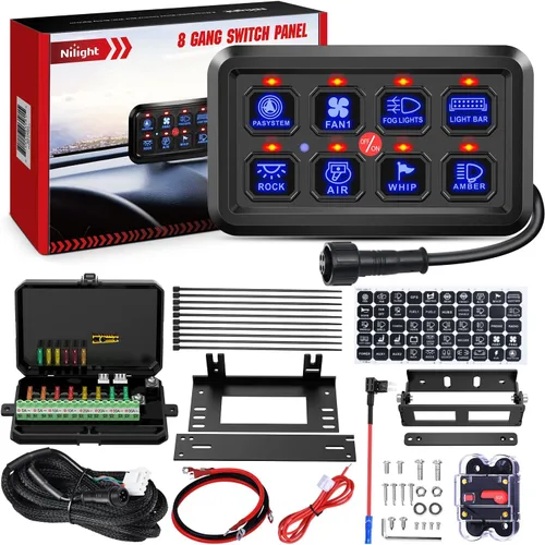 Vista 28 de Nilight Panel de Interruptores de 6 Posiciones Sistema de Relé de Control de Circuito Universal con Arnés de Cableado con Fusible LED Pod Regulable
