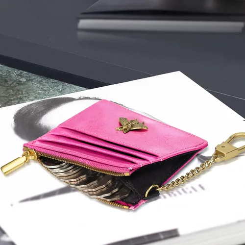 Vista 79 de SEAVILIA Tarjetero llavero cartera para mujer con ventana de identificación RFID monedero regalo abeja delgada minimalista pequeña cartera