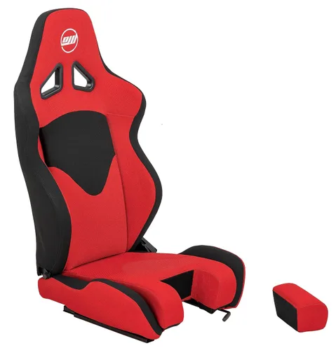 Vista 4 de OpenWheeler Racing and Flight Sim Seat, Simulator Cockpit. Sliding Rails Included. Red on Black. Breathable Fabric Upholstery
