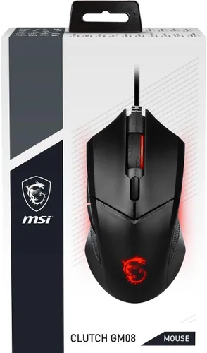 Vista 3 de MSI Clutch GM08 - Mouse para juegos, 4200 DPI, sensor óptico, 3 pesos ajustables, iluminación LED roja, diseño simétrico, color negro