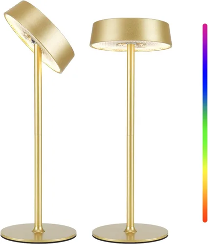Vista 11 de Lámpara inalámbrica, lámpara de mesa recargable, funciona con pilas, control táctil regulable RGB, 3 temperaturas de color, función de memoria LED