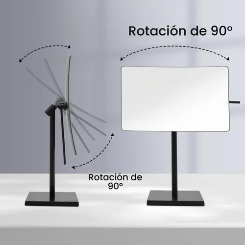 Vista 3 de DOWRY Espejo de maquillaje rectangular ajustable para dormitorio, 5 aumentos, de acero inoxidable 304, color negro mate