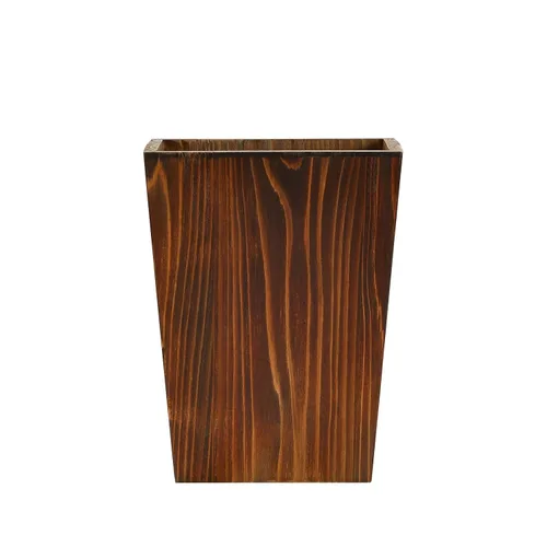 Vista 7 de Farmlyn Creek Juego de 2 botes de basura de madera de estilo rústico – Contenedores cuadrados de granja con asas para el hogar u oficina