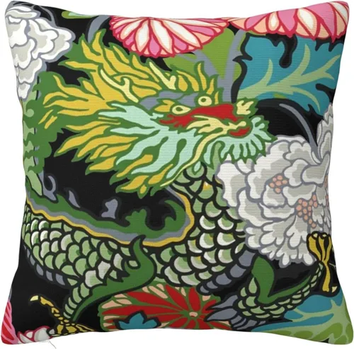 Vista 9 de Chinoiserie - Funda de almohada de lino azul de 16 x 16 pulgadas, fundas de almohada de lino para sofá, automóvil, sala de estar, dormitorio