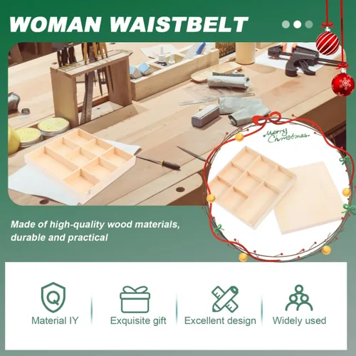 Vista 8 de EXCEART Caja de decoración de Navidad, bandeja de madera con divisores, 4 compartimentos, caja de almacenamiento decorativa para joyas, organizador