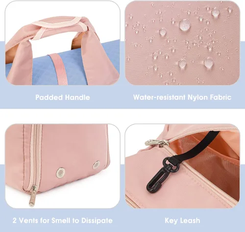 Vista 3 de sportsnew Bolsas de gimnasio de yoga para mujer con compartimento para zapatos, bolsillos de almacenamiento en seco húmedo y soporte ajustable
