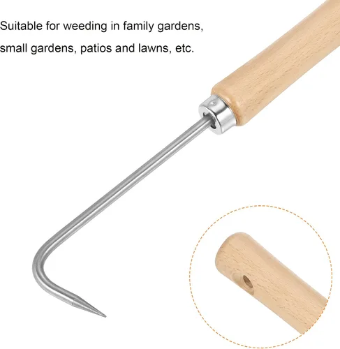 Vista 5 de MECCANIXITY Herramienta de desmalezadora manual, herramientas de deshierbe de jardín multiuso con mango de madera, cabeza de acero revestido