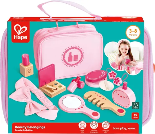 Vista 4 de Kit Beauty Belongings de cosméticos de juguete fabricados en madera, de Hape