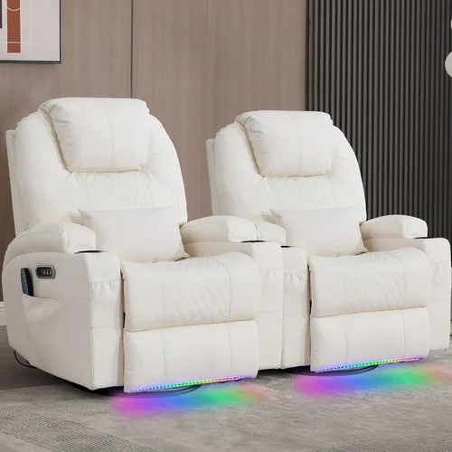 Vista 14 de Sillón reclinable giratorio de doble motor 240° (gris terciopelo, 2)
