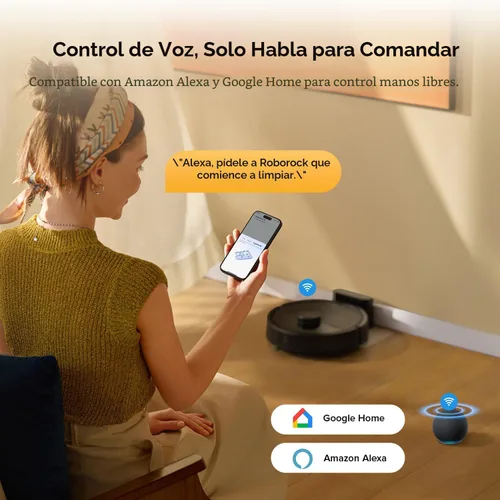 Vista 8 de roborock Q7 M5 Robot que aspira y trapea, succión hiperfuerza de 10,000 Pa, aspiradora robótica, sistema dual anti-enredo, trapeo controlado por
