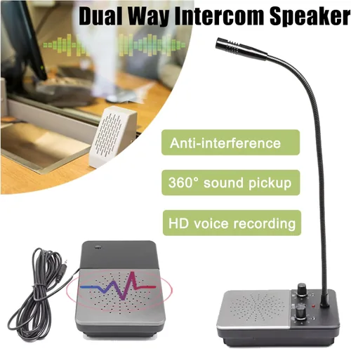 Vista 4 de Intercomunicador de ventana con altavoz exterior, altavoz alto, intercomunicador de voz de doble vía, interfaz de contador bancario, sistema