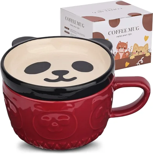 Vista 9 de Linda Taza de Cerámica para Gatos con Tapa, Tazas de Café Kawaii o Tazas de Té para Amantes de los Gatos, Tazas Divertidas de Novedad