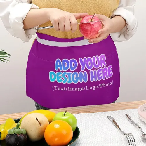 Vista 13 de AXKEUDO Delantal personalizado con bolsillos, delantales de cintura para camarera para cocinar en casa, restaurante, servir trabajo