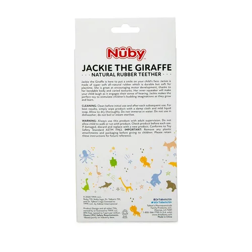 Vista 8 de Nuby Jackie The Giraffe - Mordedor de goma natural para bebés de más de 3 meses