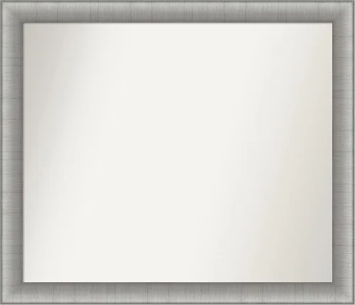 Vista 6 de Amanti Art Espejo de baño plateado para sobre el fregadero, 28 x 37 pulgadas, elegante espejo rectangular de peltre cepillado, marco de madera