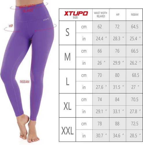 Vista 6 de XTUPO Leggings de yoga de cintura alta, ultrasuaves y ajustados, pantalones de entrenamiento con tela elástica en 4 direcciones