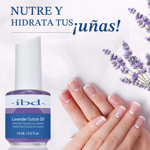 Vista 2 de IBD Aceite de cutícula de lavanda – Aceite hidratante para uñas para crecimiento y fuerza, repara uñas dañadas, suavizante de cutículas, aroma a