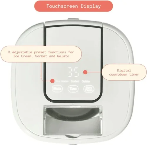Vista 4 de Máquina eléctrica de helados de 1.5 cuartos de galón con pantalla táctil, temporizador digital, helados caseros, máquina de helado y sorbete
