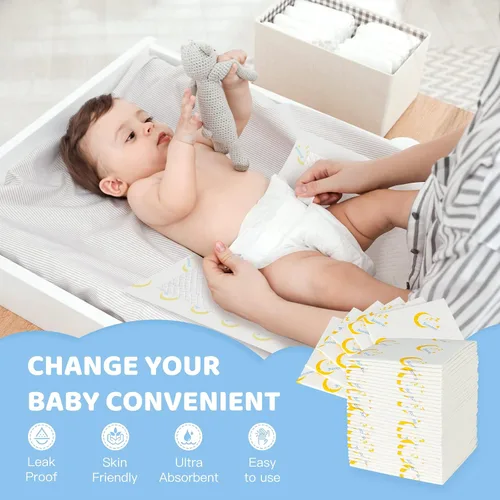 Vista 9 de Cambiadores Desechables para Bebé 100 Unidades Protectores de Incontinencia Forros para Cambio de Pañales Absorción Rápida Suave Transpirable