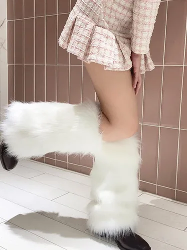 Vista 3 de Verdusa Calentadores de piernas de piel para mujer, fundas largas peludas para puños