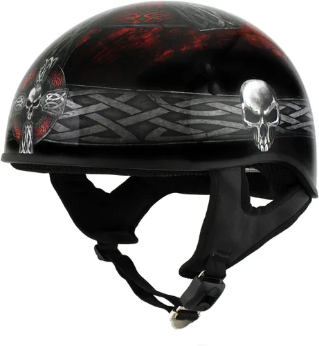 Vista 29 de Hot Leathers Avanzado Moto DOT Skull Cap Classic Half Cascos Biker HLD HLT