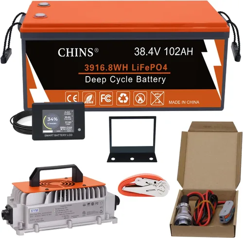 Vista 11 de CHINS - Batería de litio para carrito de golf de 36 V, 100 AH, incluye